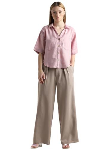 ONLY Pink Linen Short Sleeves Shirt