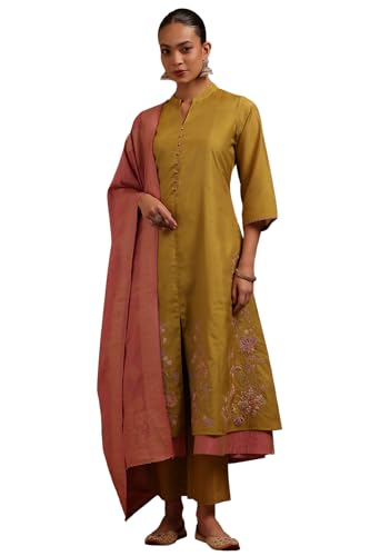 Soch Womens Green Shimmer Floral Embroidered Salwar Suit