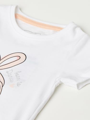 Max Girl's Half Sleeves Round Neck Cotton Printed T-Shirt - Pack of 3 White