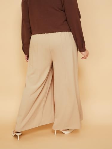 Max Women Panelled Flared Trousers (Beige_3XL)