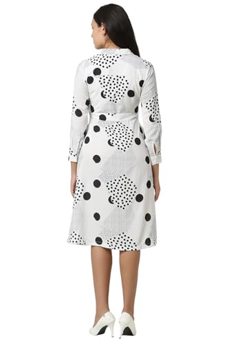 Van Heusen Women's Polyester Modern Knee-Length Dress (VWDRFRGHT67592_White