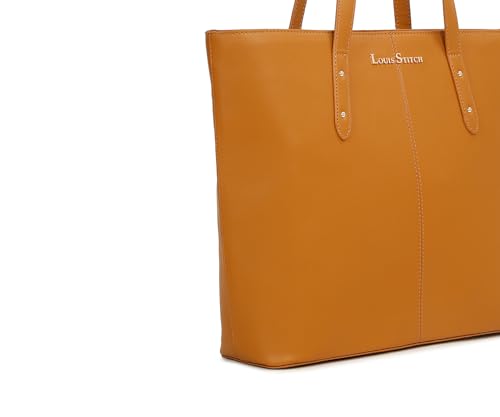LOUIS STITCH Stylish Tan Tote Bag for Women | Ladies Oversized Shopper Tote Handbag with Zipper for Travel, College | LDB-VF1005-TOTTN