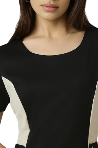 Van Heusen Women's Polyester Blend Modern Knee-Length Dress (VWCDFRGFJ18601_Black