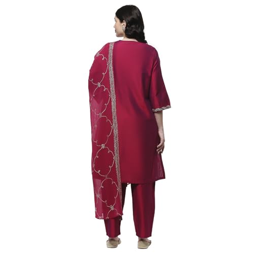 Rangriti Women's Viscose Blend Kurta Set (FSGLM22181SS25PUR_Purple