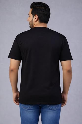 THE SOUTH STORE Men's Black Round Neck Half Sleeve Printed Plus Size T-Shirt | Believe