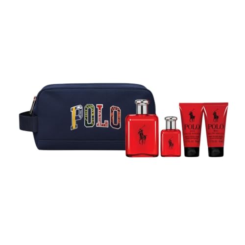 Polo Red Eau de Toilette 5-Piece Travel Set (125ml EDT+40ml EDT, 50ml Body wash, After shave balm 50ml and Travel bag)