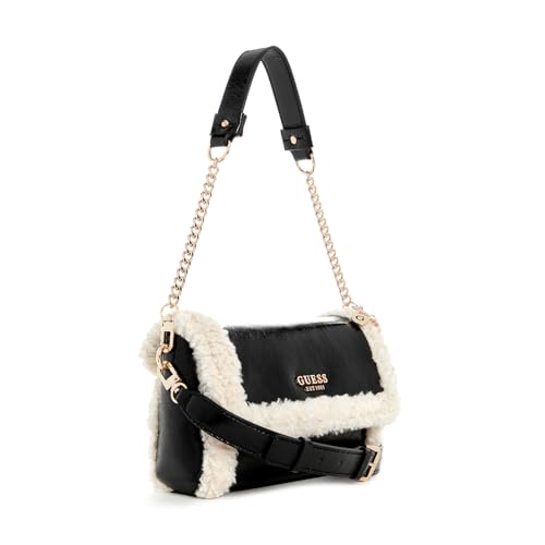 Guess Solid Fur Davika Flap Shoulder Bag