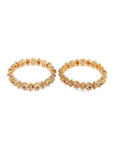 YouBella Traditional Jewellery Gifts Stylish Latest Gold Plated Chudi Kangan Bracelets Bangles Set for Women (2.6)