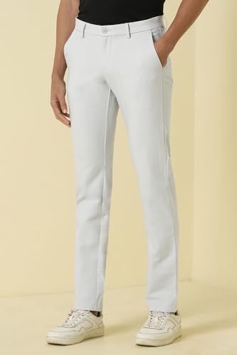 Men Grey Solid Casual Trousers