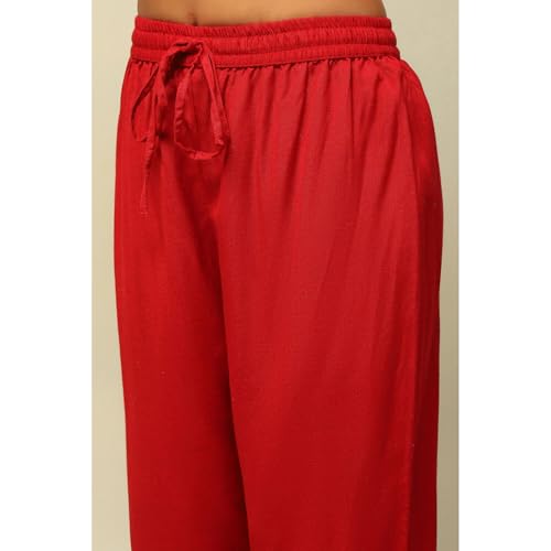 Rangriti Women's Acrylic Kurta Set (WNTRWR19625AW24RED_Red