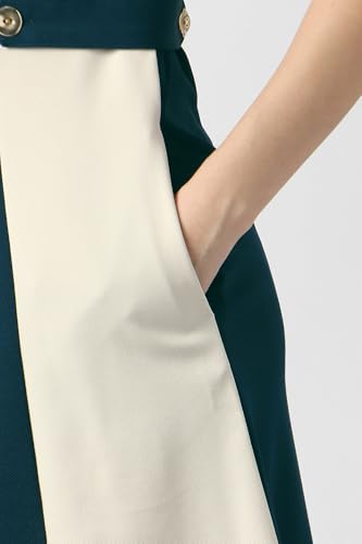 Women Teal Patterned Knee Length Formal Dress