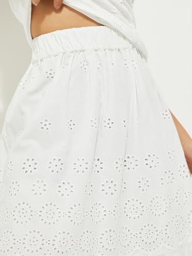 Max URB_N Women Schiffili Embroidered Tiered Skirt (Ivory_M)