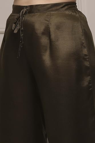 Biba Women Green Chanderi Blend Printed Embroidered Unstitched Suit Set_FREE SIZE