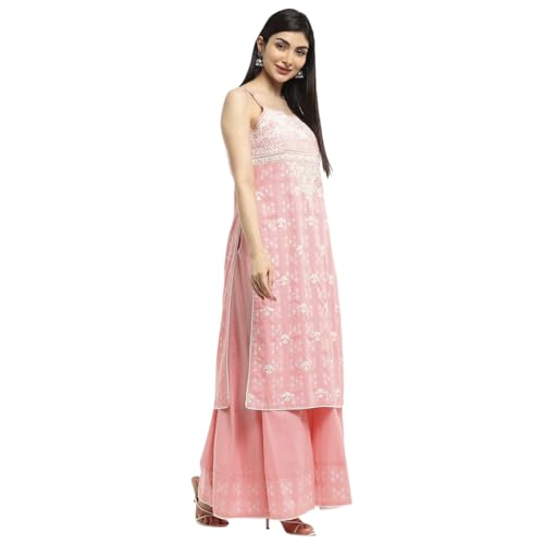 BIBA Women Pink Cotton Straight Kurta Set_36