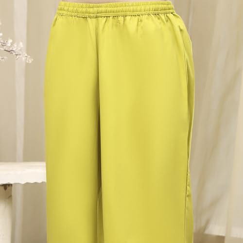 BIBA Women Lime Green Embroidered Straight Suit Set_38