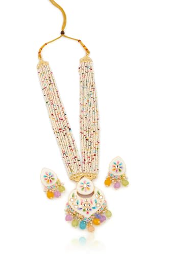 GC PREMIUM JEWELLERY Traditional Gold-Plated Meenakari Jewellery Set with Kundan and Floral Design