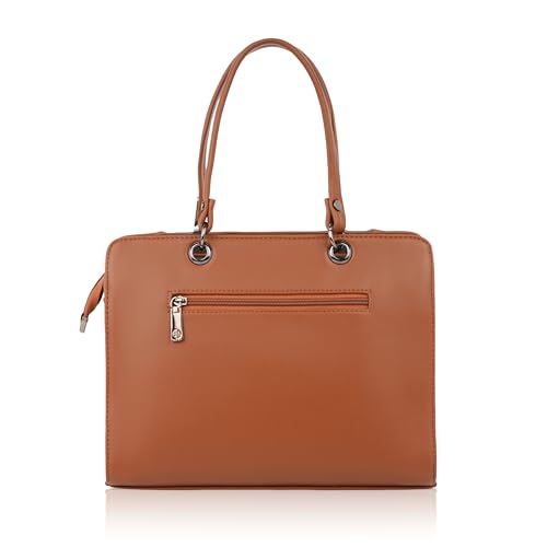 BAGNINE Handbag for Women - Brown | Structured Top Handle Satchel | Removable Strap | Smooth Zipper Closure | Elegant Carry Purse for Office, Work, Travel, Shopping & Daily Use