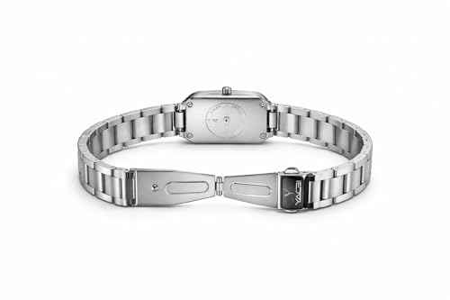 Yacbi YF01S Women's Stainless Steel Wrist Watch, Silver Rectangular Dial with Japanese Quartz Movement, 22mm Dial, 14mm Band, 3BAR Water Resistant