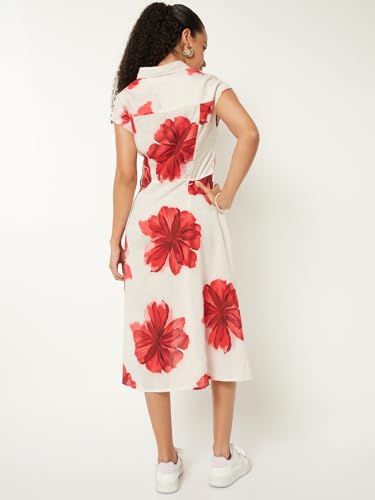 Max Women Floral Print Shirt Dress (Off White_M)