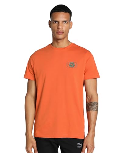 Puma Men's Graphic Print Slim Fit T-Shirt (679411_Chili Powder