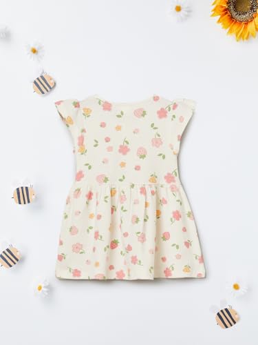Max Girls Floral Print Dress(White_18-24 M)