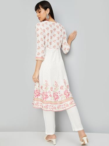 Max Women's Rayon Blend Kurta Set (QRCTKST42071OFF White_Off