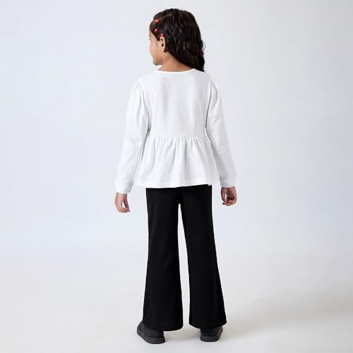 Hopscotch Girls White Full Sleeves 2-Pc Plaid Cotton Pants Set For Age (3-4 Years)