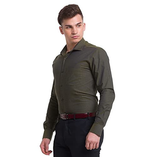 Park Avenue Fancy Green Shirt (Size: 46)-PISX00383-N9
