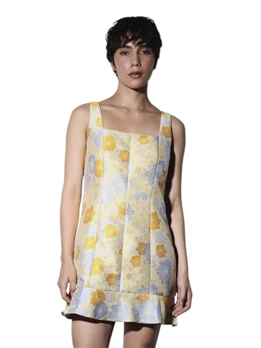 ONLY Women's Floral Print Regular Fit Yellow Dress