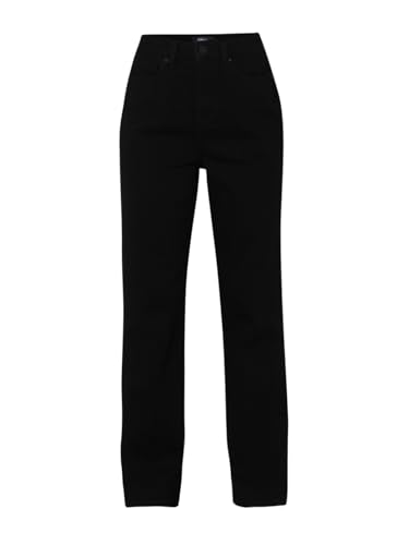 ONLY Women's Solid Straight Fit High-Rise Black Jeans