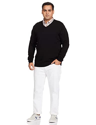 Amazon Brand - Symbol Men's Acrylic V-Neck Sweater (SWR-50_Black_Medium_Black_M)