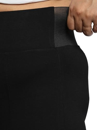 HAPPENING Plus Size Women Stretchable Trousers Broad Band Waist with Smart Tummy Tucker - HIGH Rise - Skinny Fit Pull Up (NO Zip) - Black Color - Waist Size 28 to 44 inches (44)