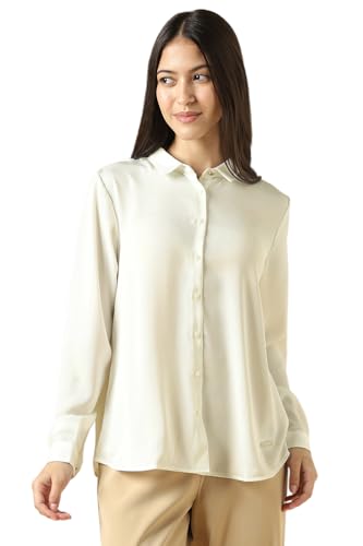 Women White Solid Long Sleeves Shirt
