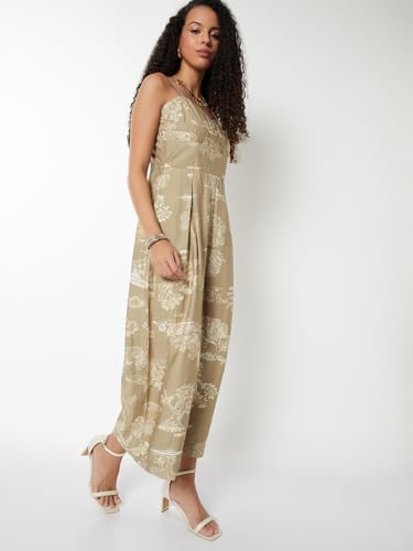 Max Women Printed Jumpsuit (Beige_XS)