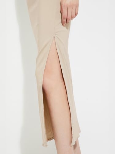 Max Women's Nylon A-Line Midi Dress (SP25DRS02_Beige