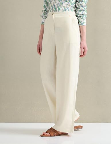 U.S. POLO ASSN. Women's Linen Viscose Wide Leg Trousers (UWSS24TRO112_Black_30)