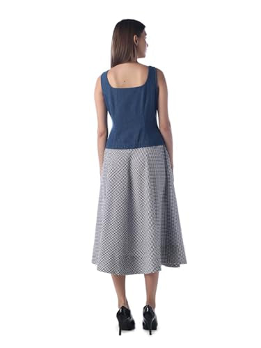 ONLY Women's Checked Fit and Flare Assorted Dress Night Sky