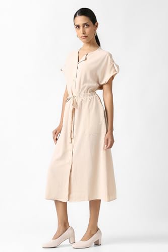 Women Beige Solid Casual Dress