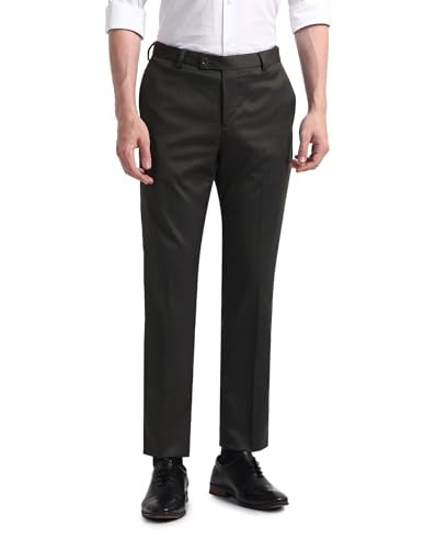 Arrow Men Tapered fit Polyester SolidMid-Rise waistTrousers(ARAEOTR1627_Brown_32)