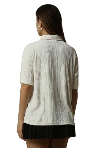 Allen Solly Women White Textured Short Sleeves Shirt
