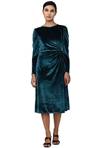 Van Heusen Women's Polyester Classic Below The Knee Dress (VWDRERGFA24531_Navy