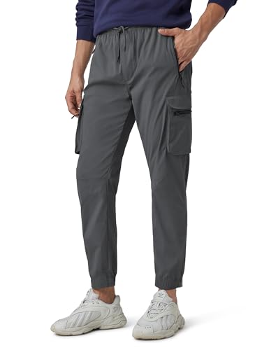 XYXX Men Cotton Rich Cargo Jogger, Relaxed, Solid, Pack of 1, MB3JG07L, Anchor Grey, L