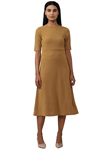 Van Heusen Women's Polyester Blend Classic Below The Knee Dress (VWCDFRGF482328_Brown