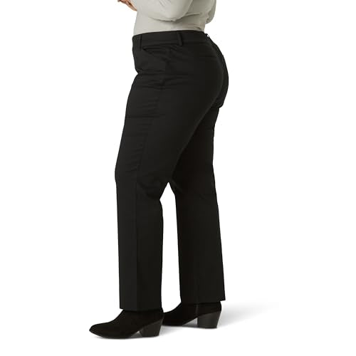 Lee Women's Plus Size Wrinkle Free Relaxed Fit Straight Leg Pant, Black, 20W Medium