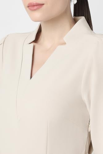 Van Heusen Women's Polyester Blend Modern Mid-Thigh Length Dress (VWDRCRGP516549_Beige