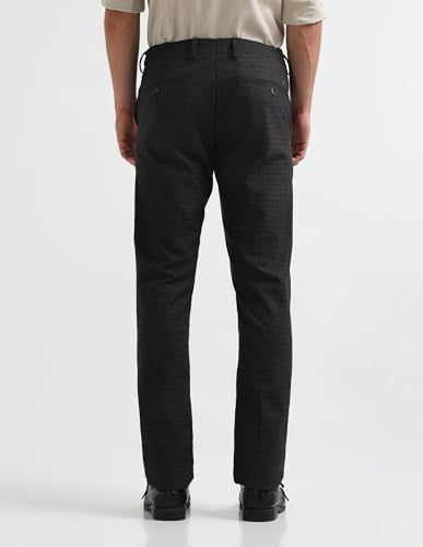 Arrow Men's Heathered Mid Rise Trousers (ARAKTR2082_Black_30)