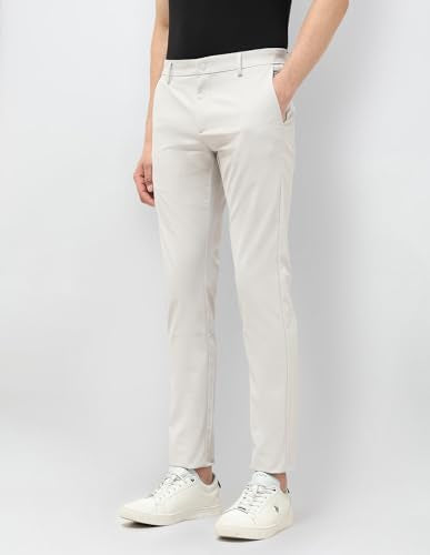 U.S.Polo Association Men's Austin Slim Fit Satin Trousers (USTRO031A_Ice Grey_38)