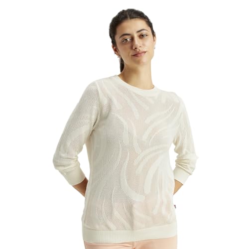 Levi's Women's Self Design Off-White Crew Neck Sweater