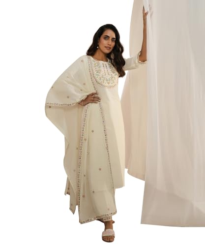 Libas Womens Yoke Design Cotton Straight Kurta With Salwar and Dupatta