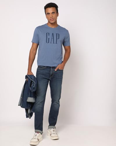 GAP Men’s Mid Wash Slim Fit Tapered Stretchable Jeans, Indigo,28/32